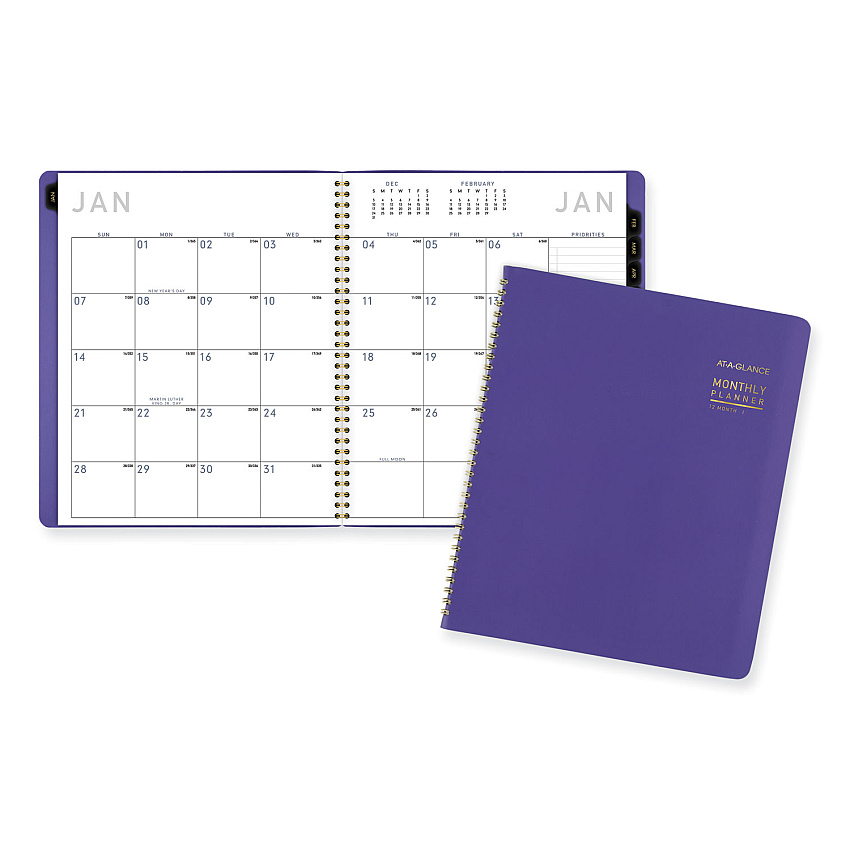 AT-A-GLANCE Contemporary Monthly Planner, 11.38 x 9.63, Purple Cover, 12-Month (Jan to Dec): 2026 (70250X14)