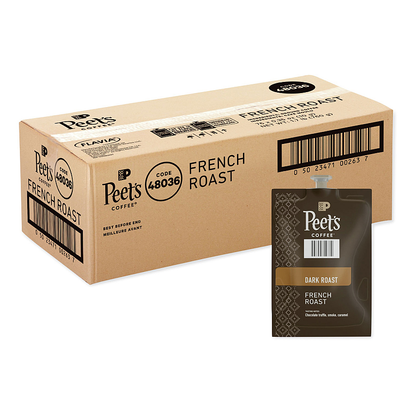 Peet's Coffee & Tea FLAVIA Ground Coffee Freshpacks, French Roast, 0.35 oz Freshpack, 76/Carton (LPC00263)
