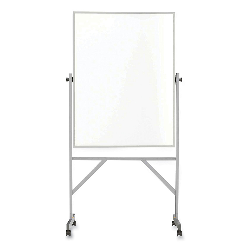 Ghent Reversible Magnetic Porcelain Whiteboard with Satin Aluminum Frame and Stand, 36 x 48, White Surface (ARM1M143)