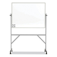 Ghent Reversible Magnetic Hygienic Porcelain Whiteboard, Satin Aluminum Frame and Stand, 48 x 36, White Surface (ARM4M434)