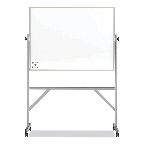 Ghent Reversible Magnetic Hygienic Porcelain Whiteboard, Satin Aluminum Frame and Stand, 48 x 36, White Surface (ARM4M434)