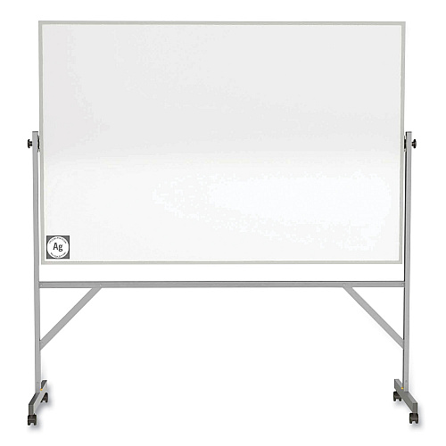 Ghent Reversible Magnetic Hygienic Porcelain Whiteboard, Satin Aluminum Frame/Stand, 96 x 48, White Surface (ARM4M448)