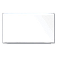 Ghent Magnetic Porcelain Whiteboard with Satin Aluminum Frame and Map Rail, 96.53 x 60.47, White Surface (M1P581M)