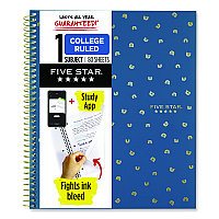 Five Star Style Wirebound Notebook, 1-Subject, Medium/College Rule, Randomly Assorted Cover Colors, (80) 11 x 8.5 Sheets (820156F)
