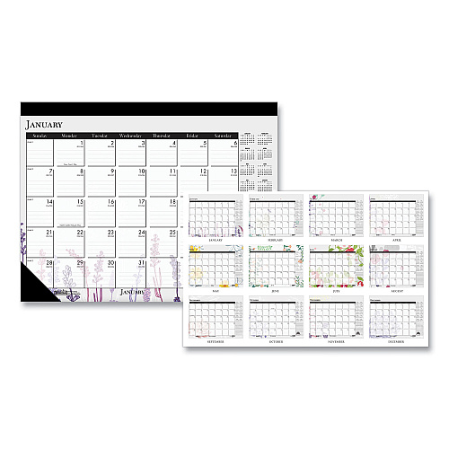 House of Doolittle Recycled Desk Pad Calendar, Wild Flowers Artwork, 22 x 17, White Sheets, Black Binding/Corners,12-Month (Jan-Dec): 2026 (197)