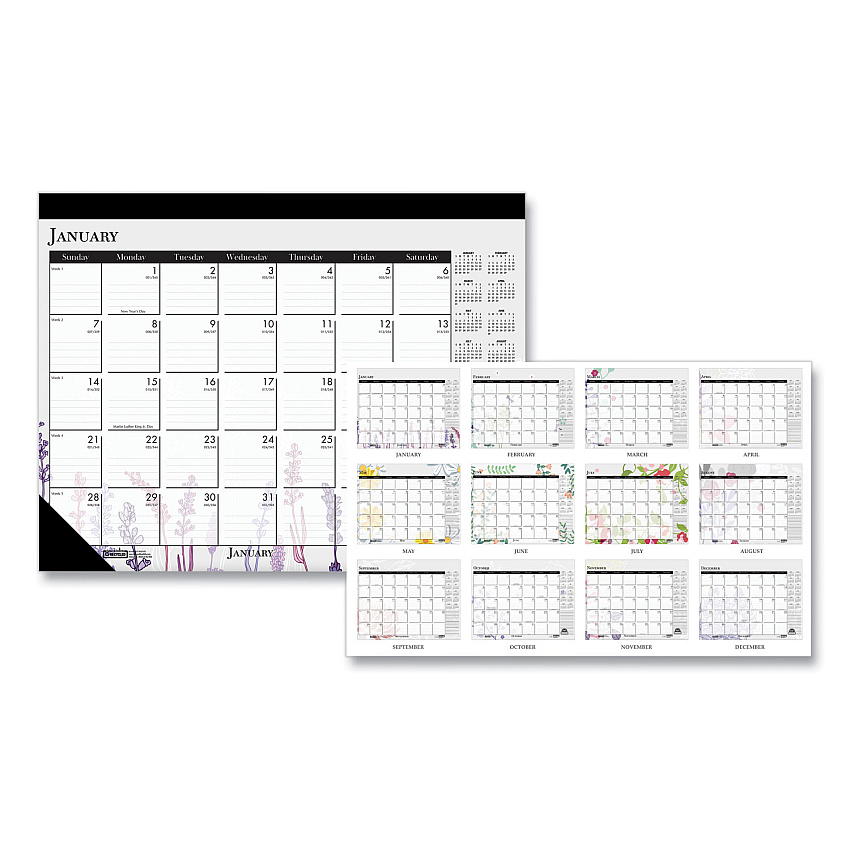 House of Doolittle Recycled Desk Pad Calendar, Wild Flowers Artwork, 22 x 17, White Sheets, Black Binding/Corners,12-Month (Jan-Dec): 2026 (197)