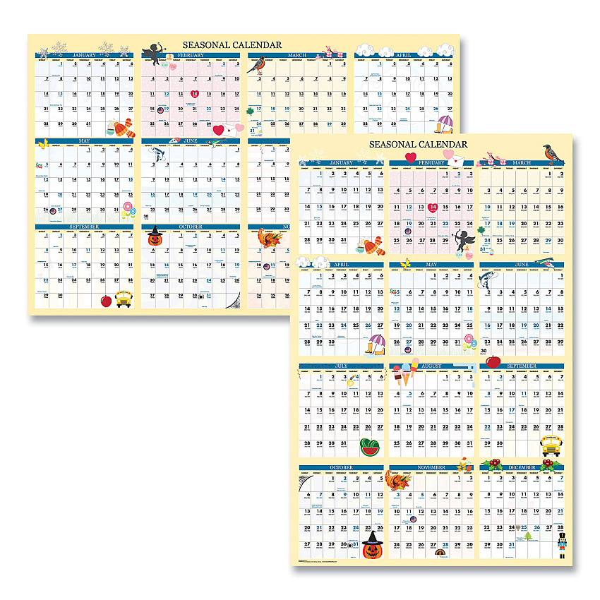 House of Doolittle Recycled Seasonal Laminated Wall Calendar, Illustrated Seasons Artwork, 24 x 37, 12-Month (Jan to Dec): 2026 (3983)