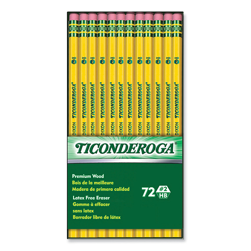Ticonderoga Pencils, HB (#2), Black Lead, Yellow Barrel, 72/Pack (X33904X)
