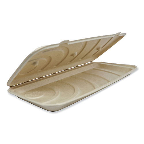 World Centric Fiber Hinged Containers, 13.7 x 6.6 x 1.3, Natural, Paper, 200/Carton (PBSCU13LFS)