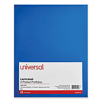 Universal Laminated Two-Pocket Folder, Cardboard Paper, 100-Sheet Capacity, 11 x 8.5, Blue, 25/Box (UNV56419)