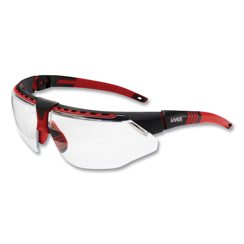 Uvex Avatar Safety Glasses, Red/Black Polycarbonate Frame, Clear Polycarbonate Lens (S2860HS)