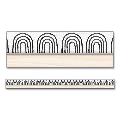 Carson-Dellosa Straight Borders, Rainbows, 3" x 3 ft, Black/White/Cream, 12/Pack (108502)