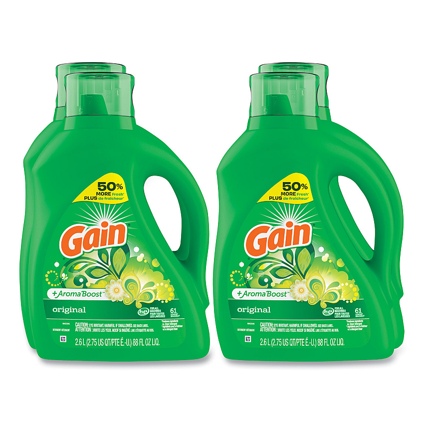 Liquid Laundry Detergent, Gain Original Scent, 88 oz Pour Bottle, 4/Carton (09210)