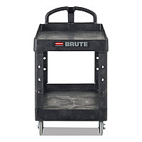 Brute Heavy-duty Utility Cart With Lipped Shelves, Plastic, 2 Shelves, 750 Lb Capacity, 25.25