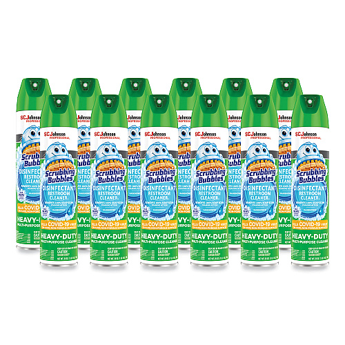 Scrubbing Bubbles Disinfectant Restroom Cleaner II, Rain Shower Scent, 25 oz Aerosol Spray, 12/Carton (313358)