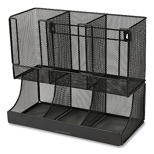 Network Collection 2-tier 6-compartment Coffee Cup And Condiment Countertop Organizer, 5 X 13 X 11.5, Black