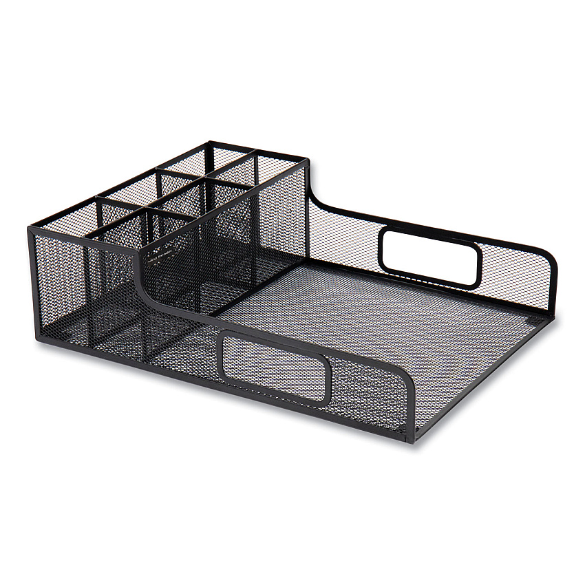 Network Collection Utensil, Napkin And Plate Countertop Organizer, 11.5 X 14.75 X 5.5, Metal, Black