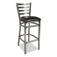 JMC Furniture White Horse Series Barstools, Supports Up to 300 lb, 29.5" Seat Height, Black Seat, Industrial Clear-Coat Steel Back/Frame (WHBSCLR)
