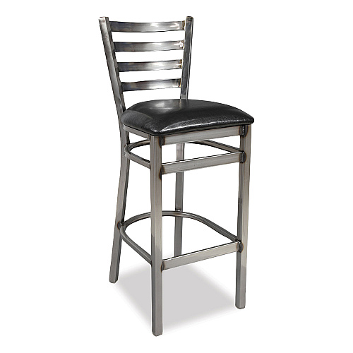 JMC Furniture White Horse Series Barstools, Supports Up to 300 lb, 29.5" Seat Height, Black Seat, Industrial Clear-Coat Steel Back/Frame (WHBSCLR)