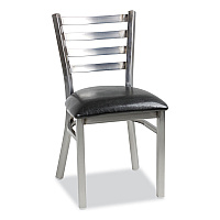 JMC Furniture White Horse Series Side Chairs, Supports Up to 300 lb, 18" Seat Height, Black Seat, Industrial Clear-Coat Steel Back/Frame (WHCCLR)