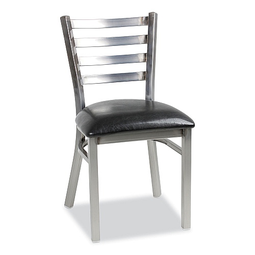 JMC Furniture White Horse Series Side Chairs, Supports Up to 300 lb, 18" Seat Height, Black Seat, Industrial Clear-Coat Steel Back/Frame (WHCCLR)