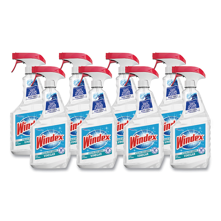 Windex Multi-Surface Vinegar Cleaner, Fresh Clean Scent, 23 oz Spray Bottle, 8/Carton (312620)