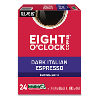 Eight O'Clock Dark Italian Espresso Coffee K-Cups, 24/Box (6408)