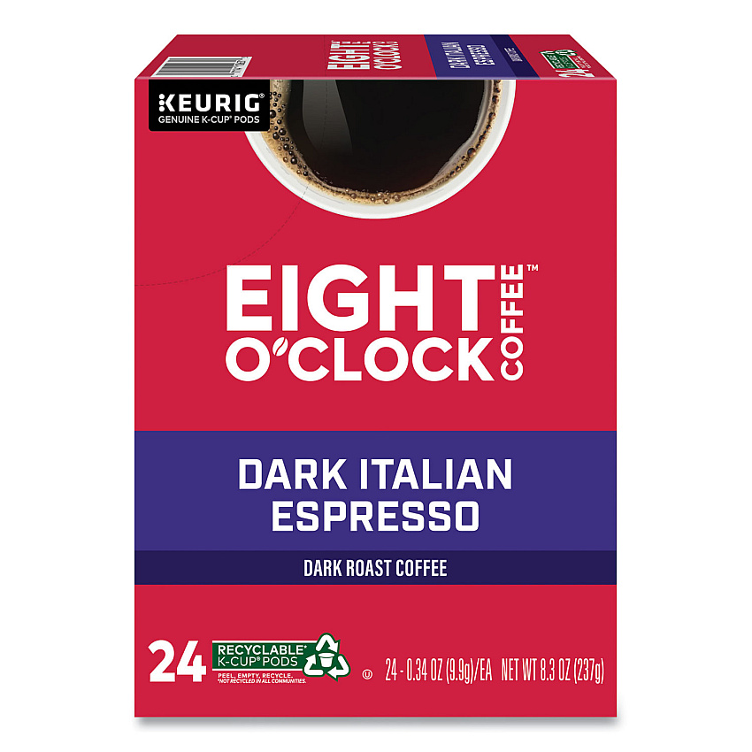 Eight O'Clock Dark Italian Espresso Coffee K-Cups, 24/Box (6408)