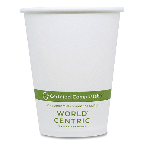World Centric Paper Hot Cups, 8 oz, White, 1,000/Carton (CUPA8)