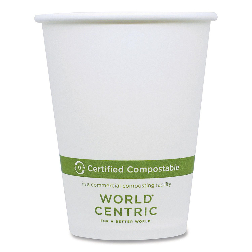 World Centric Paper Hot Cups, 8 oz, White, 1,000/Carton (CUPA8)