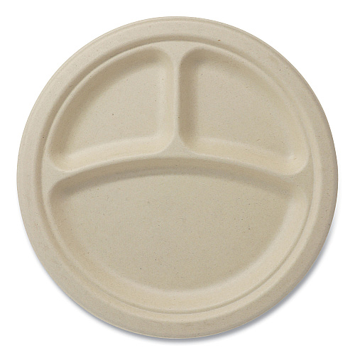 World Centric Fiber Plates, 9" dia, Natural, 1,000/Carton (PLSC9TLFS)