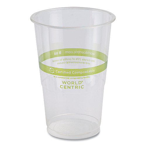 World Centric PLA Clear Cold Cups, 9 oz, Clear, 2,000/Carton (CPCS9)