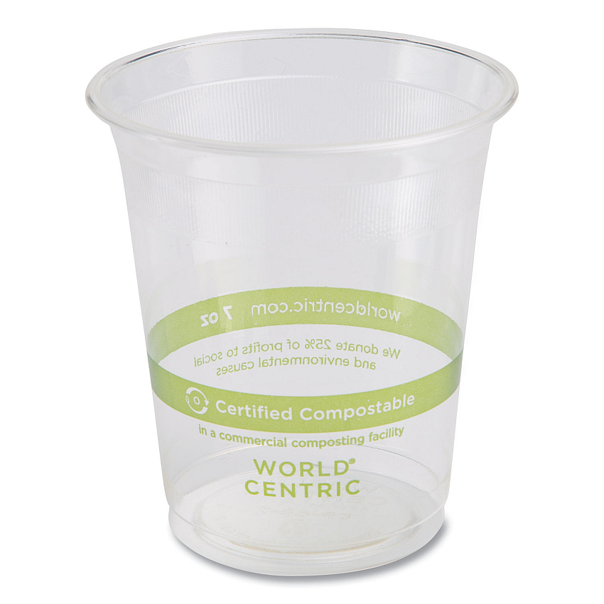 World Centric PLA Clear Cold Cups, 7 oz, Clear, 2,000/Carton (CPCS7)