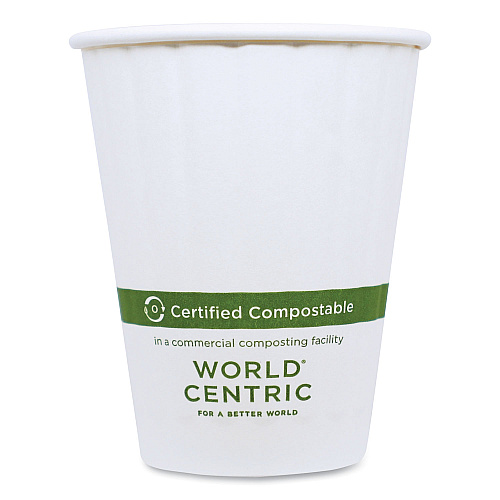 World Centric Double Wall Paper Hot Cups, 8 oz, White, 1,000/Carton (CUPA8D)