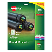 Avery Round Print-to-the Edge Labels with SureFeed and EasyPeel, 1.67" dia, Glossy Clear, 500/PK (6582)