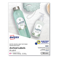 Avery Textured Arched Print-to-the-Edge Labels, Laser Printers, 3 x 2.25, White, 9/Sheet, 10 Sheets/Pack (22809)