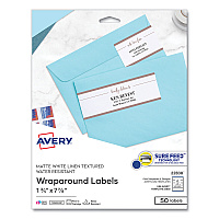 Avery Rectangle Labels, Inkjet/Laser Printers, 7.85 x 1.75, Textured White, 5/Sheet, 10 Sheets/Pack (22838)