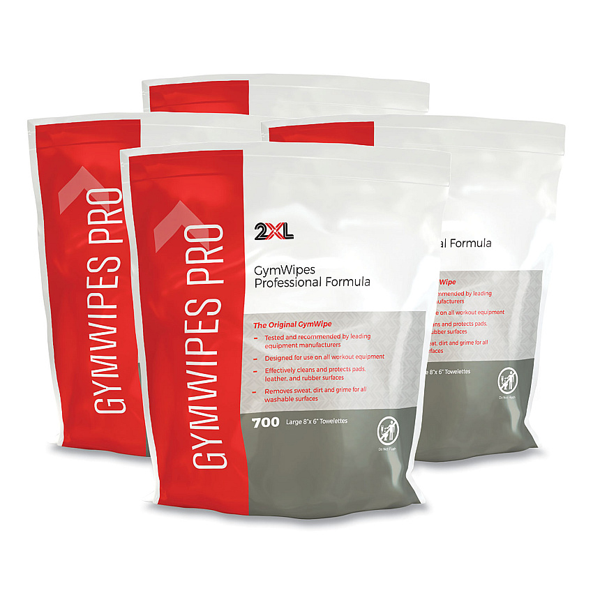 2XL Gym Wipes Professional, 1-Ply, 6 x 8, Unscented, White, 700/Pack, 4 Packs/Carton (L38)