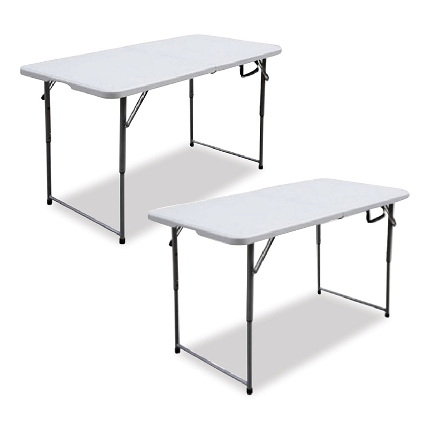 Iceberg Bifold Resin Folding Table, Rectangular, 48" x 23.6" x 29.1", White Granite Top, Gray Base/Legs, 2/Pack (61243)