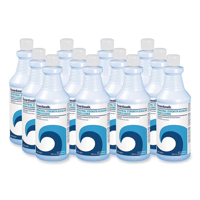 Boardwalk&reg; Industrial Alkaline Drain Cleaner, 32 oz., 12 Bottles (BWK4823)