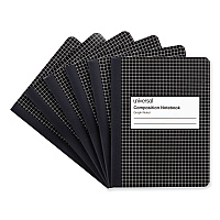 Universal Quad Rule Composition Book, Quadrille Rule (4 sq/in), Black Marble Cover, (100) 9.75 x 7.5 Sheets, 6/Pack (UNV20957)