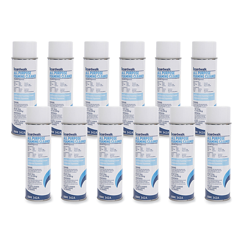 Boardwalk&reg; All-Purpose Foaming Cleaner with Ammonia, 12 Cans (BWK342ACT)
