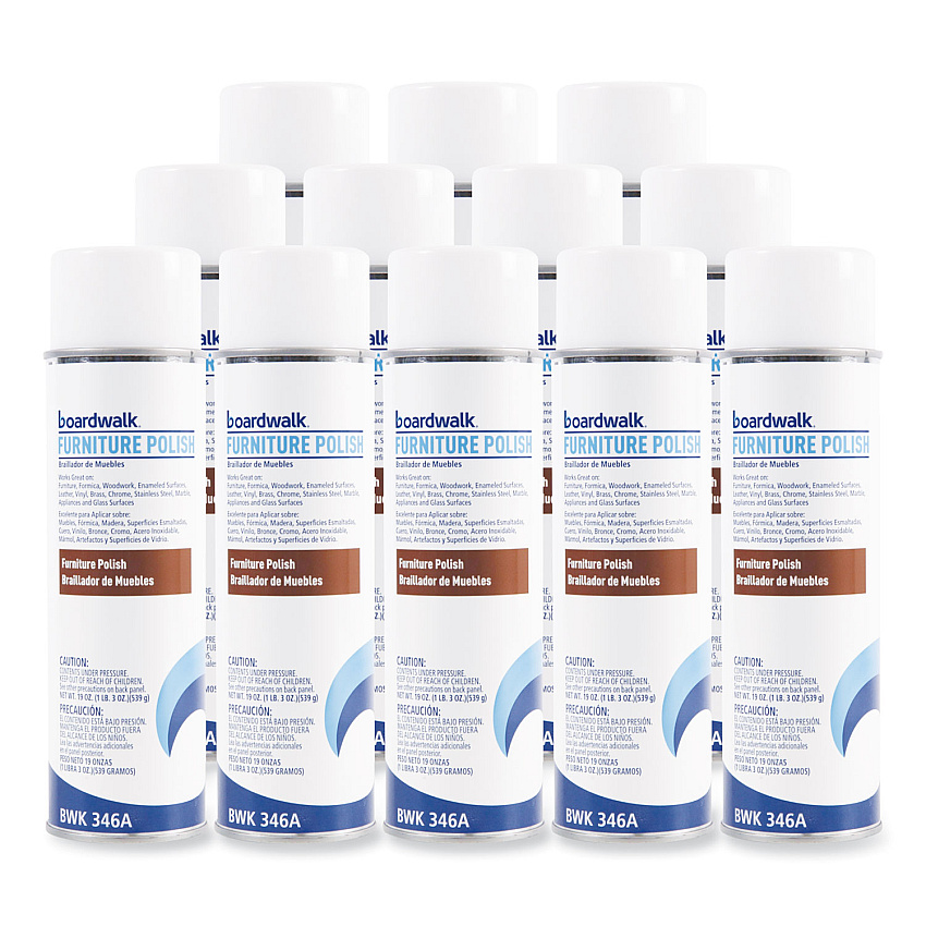 Boardwalk&reg; Aerosol Furniture Polish, Lemon Scent, 12 Cans (BWK346ACT)
