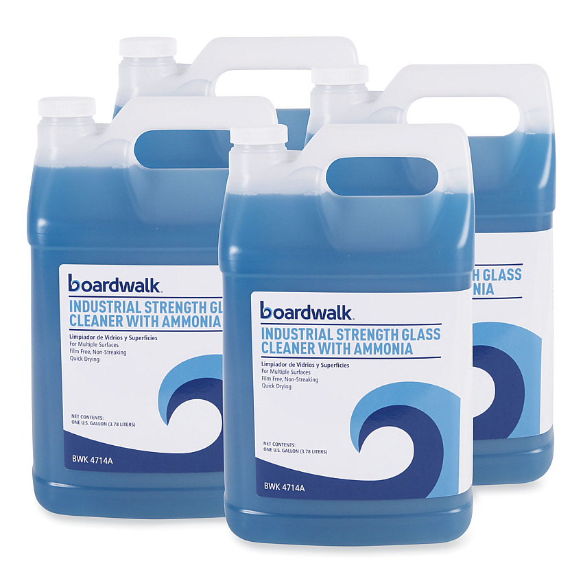 Boardwalk&reg; Glass Cleaner with Ammonia, 4 Gallon Bottles (BWK4714A)
