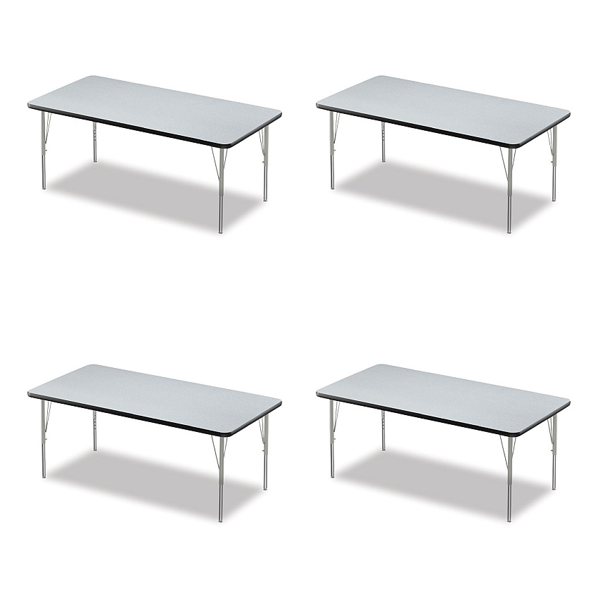 Correll Adjustable Activity Table, Rectangular, 60" x 30" x 19" to 29", Granite Top, Black Legs, 4/Pallet (3060TF15954P)