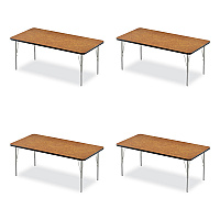 Correll Adjustable Activity Table, Rectangular, 60" x 30" x 19" to 29", Medium Oak Top, Black Legs, 4/Pallet (3060TF06954P)