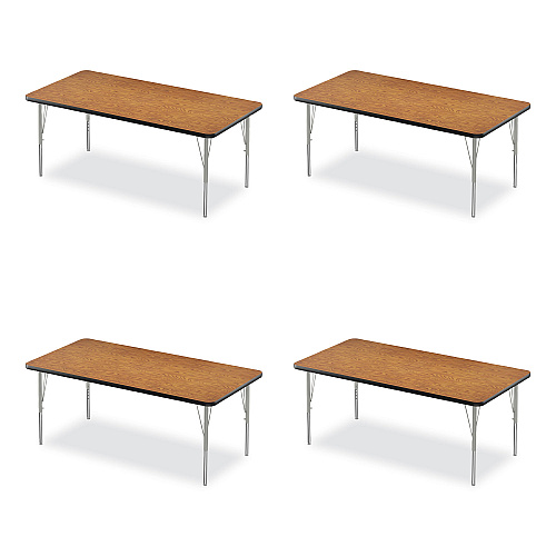 Correll Adjustable Activity Table, Rectangular, 60" x 30" x 19" to 29", Medium Oak Top, Black Legs, 4/Pallet (3060TF06954P)