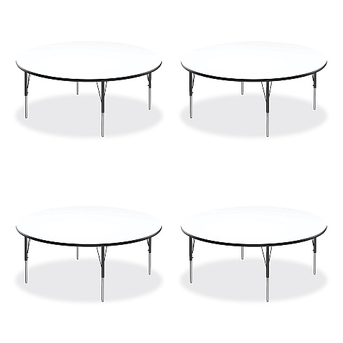 Correll Markerboard Activity Tables, Round, 60" x 19" to 29", White Top, Black/Silver Legs, 4/Pallet (60DERD80954P)