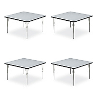 Correll Adjustable Activity Tables, Square, 48" x 48" x 19" to 29", Gray Top, Silver Legs, 4/Pallet (4848TF15954P)