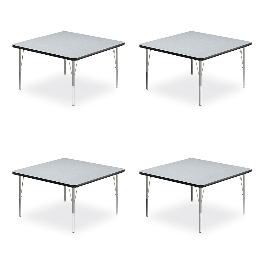 Correll Adjustable Activity Tables, Square, 48" x 48" x 19" to 29", Gray Top, Silver Legs, 4/Pallet (4848TF15954P)